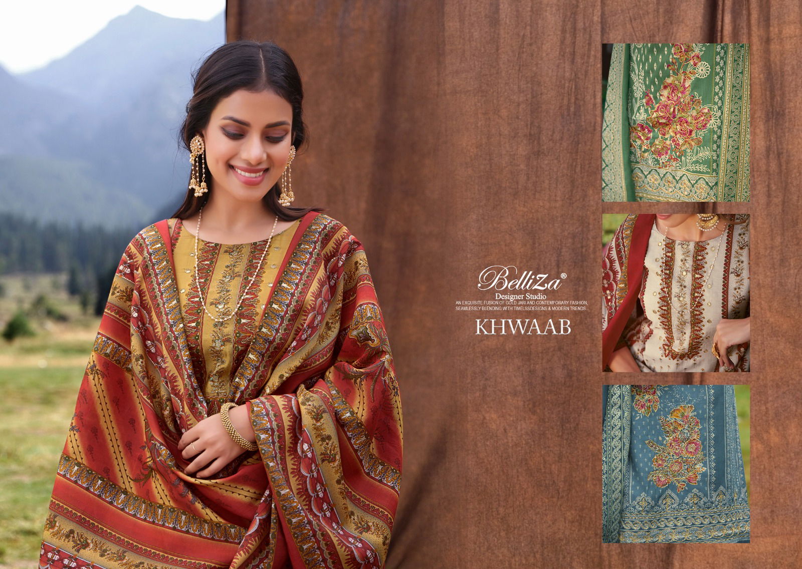 Khwaab By Belliza Viscose Muslin Designer Pakistani Suit Catalog